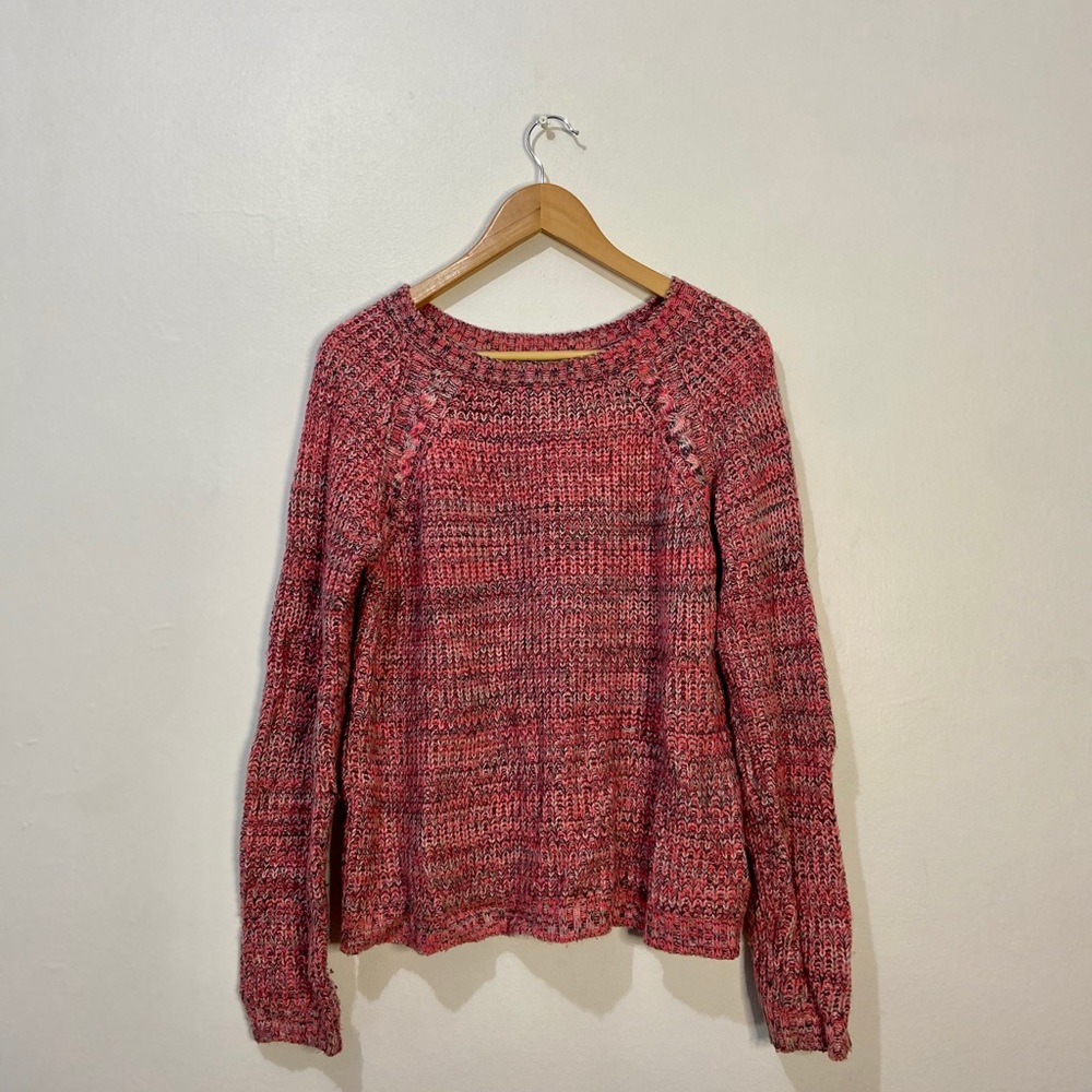 Pink and teal knit sweater